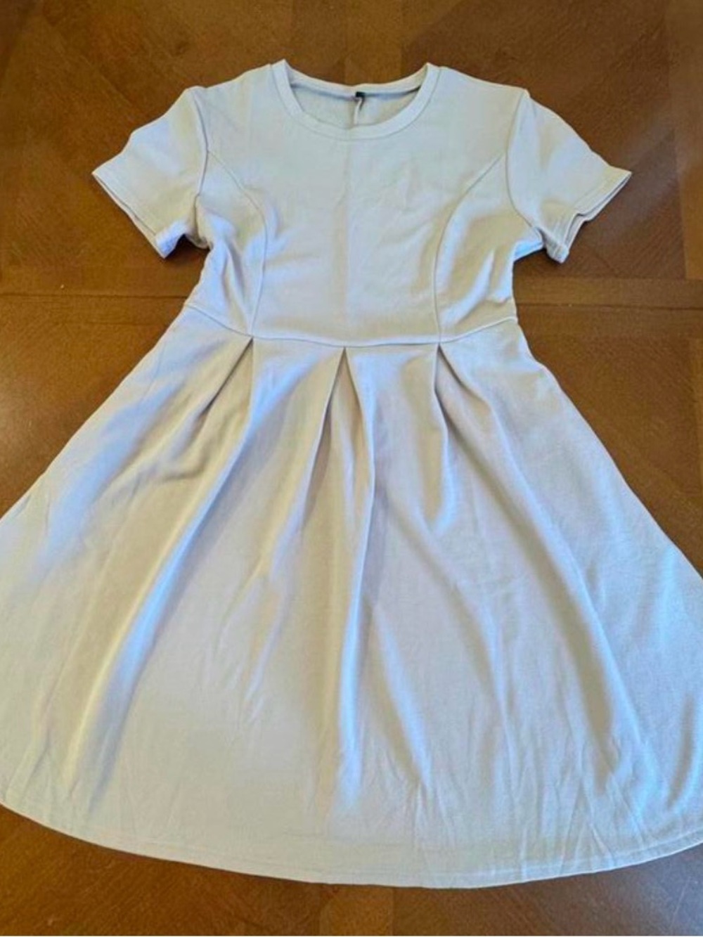Women’s Short-Sleeve Fit-and-Flare XL Dress in Beige 🌻